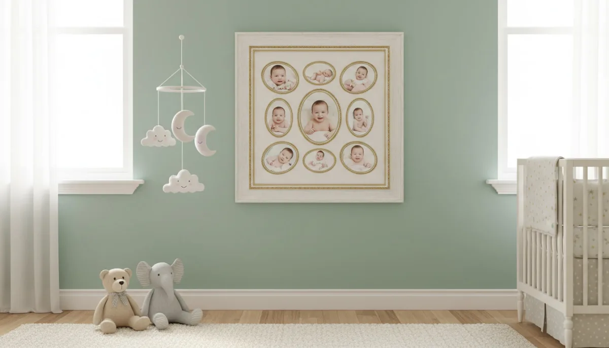 Baby-Collage als Poster im Kinderzimmer