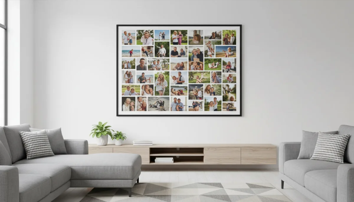High-resolution collage printed as wall poster