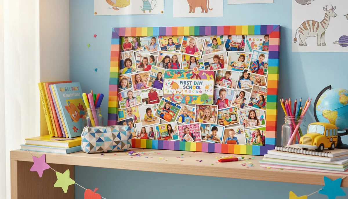 Einschulungscollage als Poster im Kinderzimmer