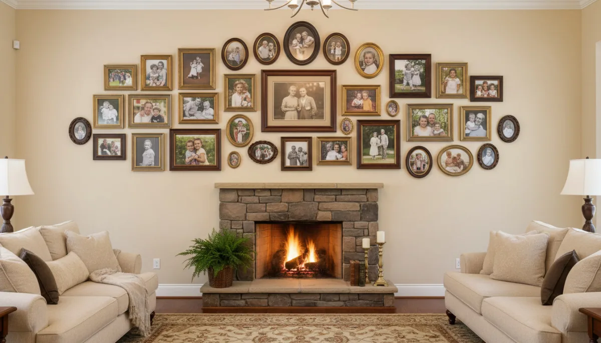Familienchronik-Collage als Wandbild