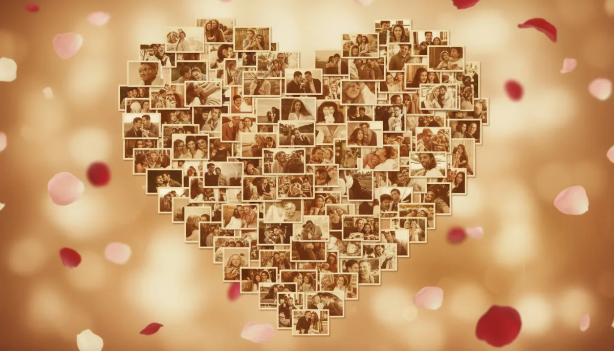 Fotocollage in Herzform aus Liebesbildern