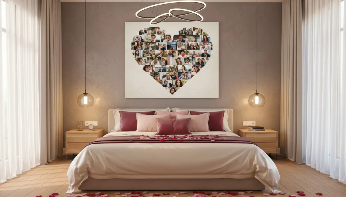 Romantisches Wandbild mit Beziehungsfotos drucken