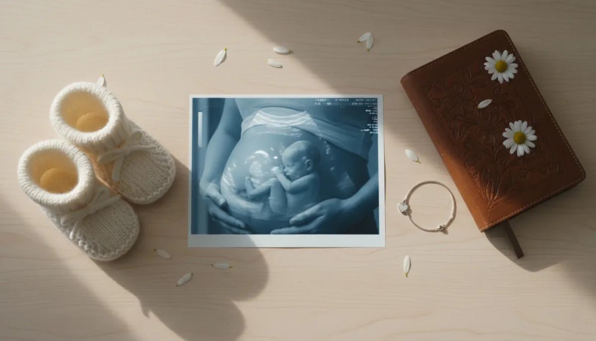 Babybauch-Collage mit Schwangerschaftswochen