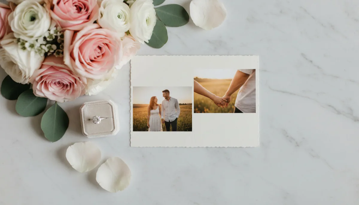 Verlobungscollage als Save-the-Date Karte